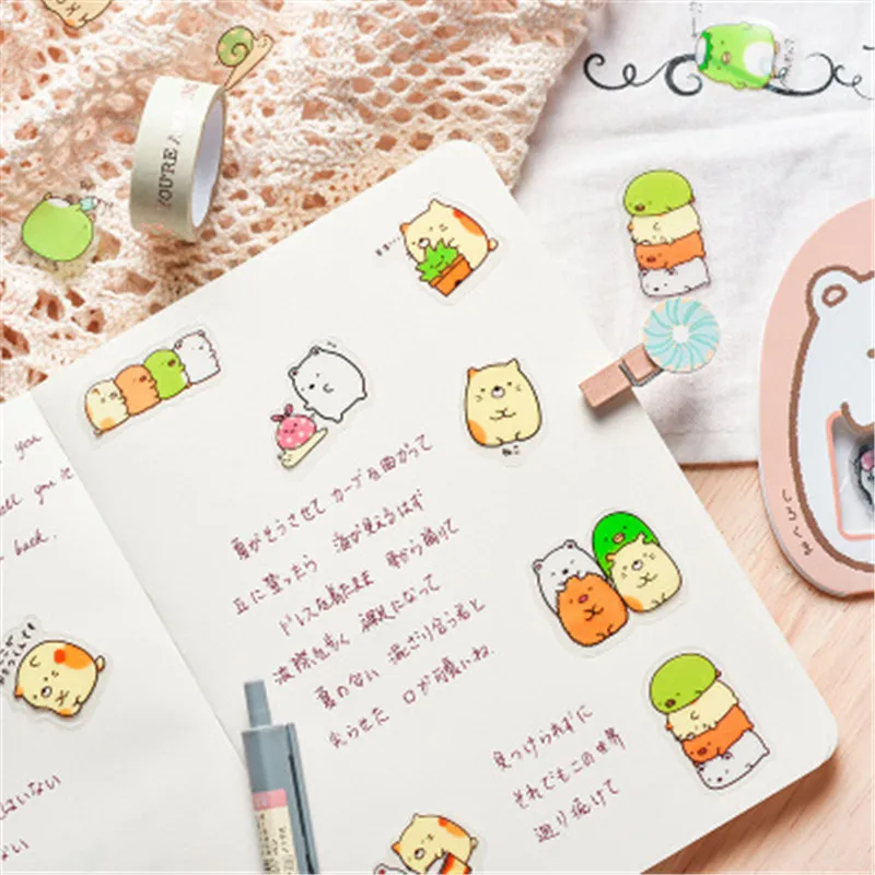 50pcs/Pack Cartoon Cute Cat Duck Sticker Children Toys Anime Gift for DIY on Book Laptop Mobile Phone Skateboard Kids Stickers | Игрушки и
