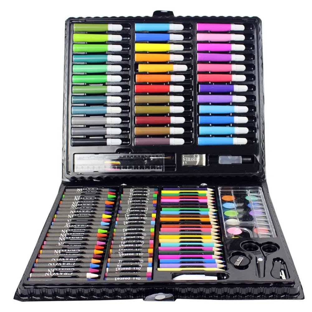

150pcs Kids Painting Drawing Art Set With Crayons Oil Pastels Watercolor Markers Colored Pencil Tools For Boys Girls Gift Art Su