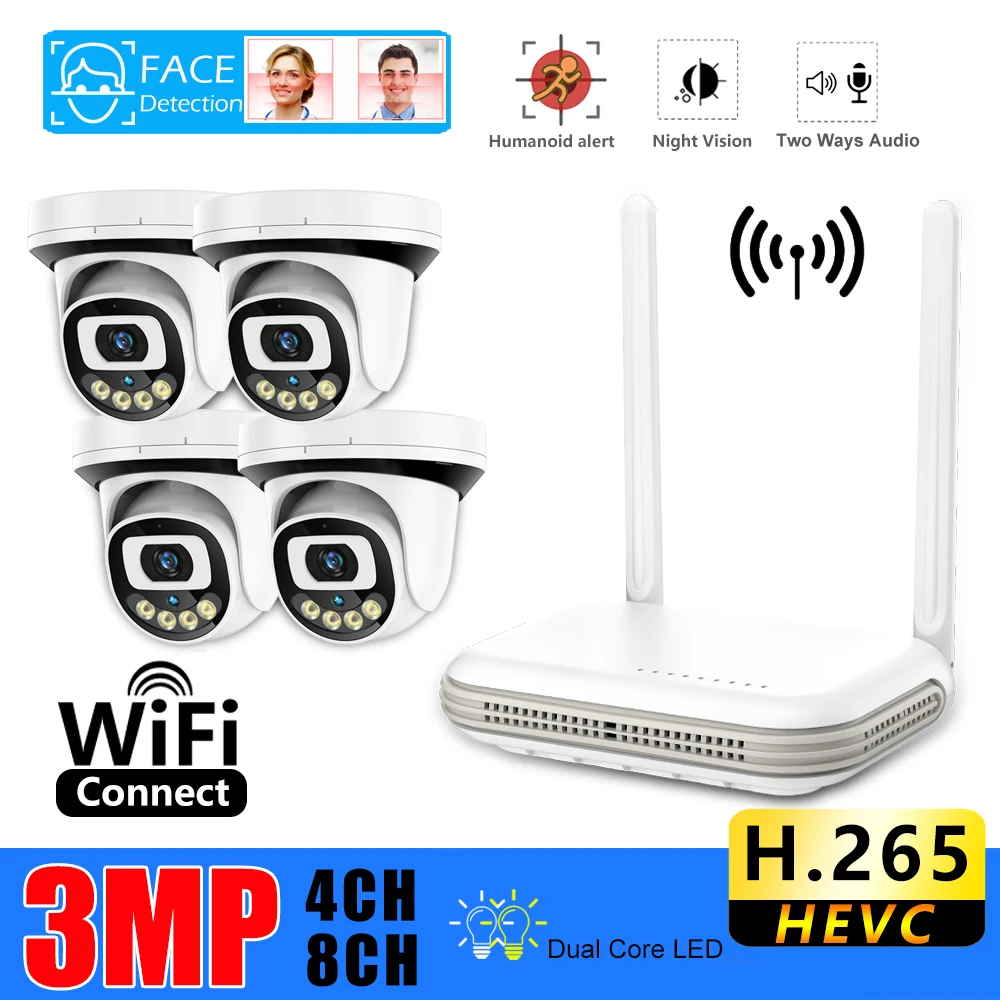 

Беспроводная система видеонаблюдения H.265, 8 каналов, Wi-Fi, Xmeye, NVR, 3 Мп, 5 Мп, наружная водонепроницаемая IP-камера безопасности с поддержкой Wi-Fi, комплект видеонаблюдения с аудио