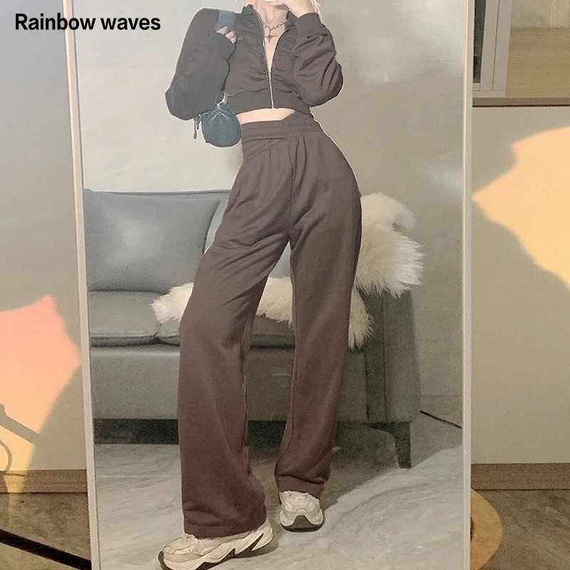 Модное пальто Rainbowwaves на молнии до пупка с высокой талией, повседневный комплект прямых брюк, женский спортивный костюм, уличная одежда, спор...
Модное пальто Rainbowwaves на молнии до пупка с высокой талией, повседневный комплект прямых брюк, женский спортивный костюм, уличная одежда, спор...