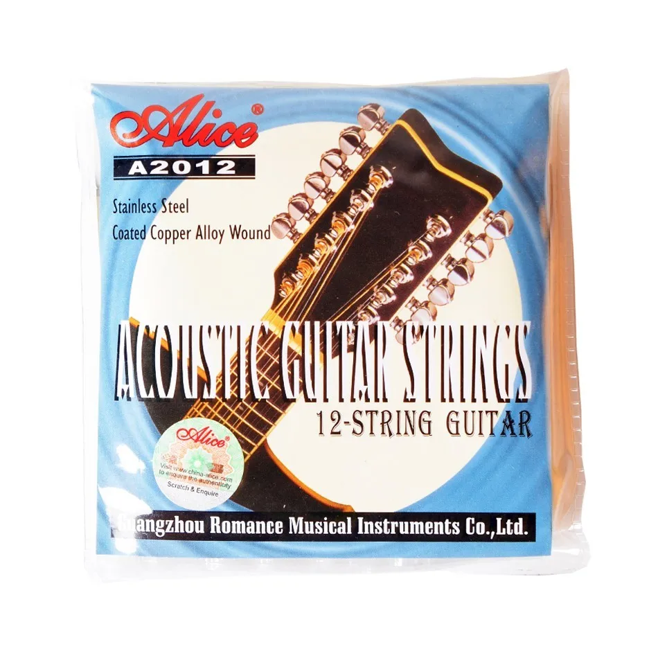 Alice A2012 12-String Acoustic Guitar Strings Stainless Steel Coated Copper Alloy Wound 1st-12th
Alice A2012 12-String Acoustic Guitar Strings Stainless Steel Coated Copper Alloy Wound 1st-12th