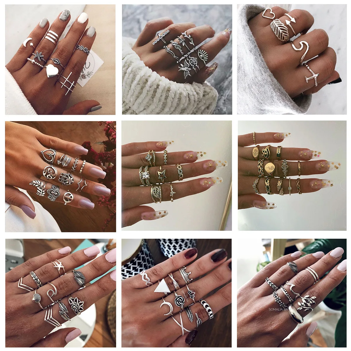 Vintage Hollow Out Finger Rings Sets for Women Geometric Alloy Rhinestone Charms Rings Bohemian Female Trendy Party Jewelry
Vintage Hollow Out Finger Rings Sets for Women Geometric Alloy Rhinestone Charms Rings Bohemian Female Trendy Party Jewelry