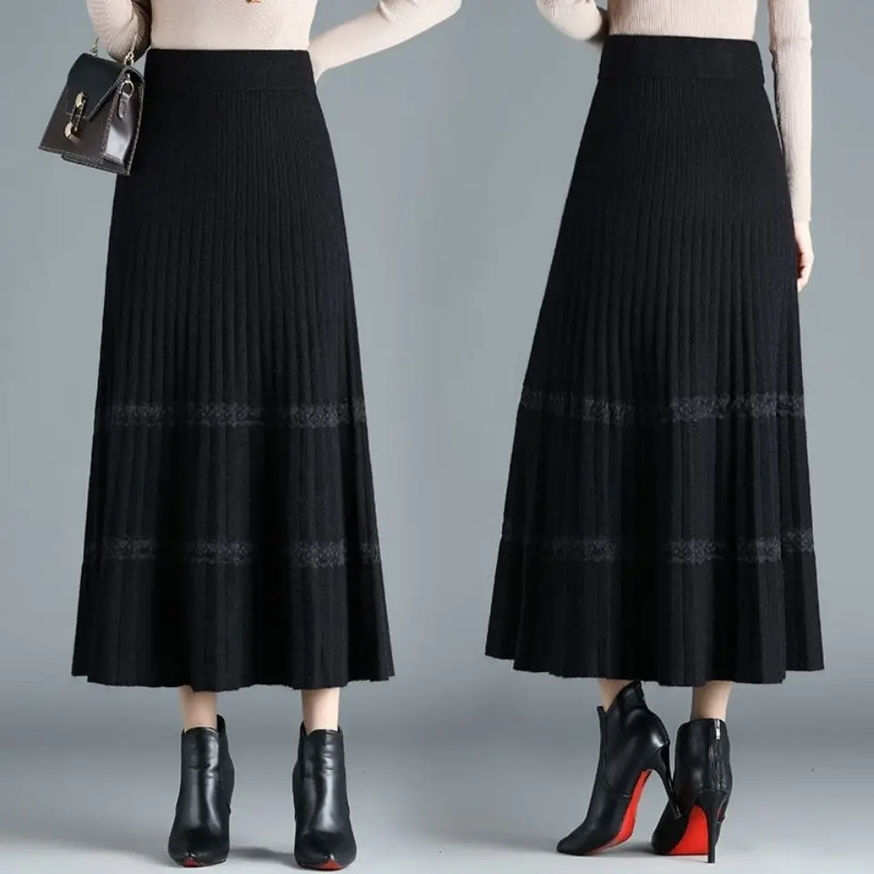 Women 2022 Autumn Winter Fashion Knitted Pleated Skirt Female Elastic High Waist A-Line Sweater Skirt Lady Casual Midi Skirt C63
Women 2022 Autumn Winter Fashion Knitted Pleated Skirt Female Elastic High Waist A-Line Sweater Skirt Lady Casual Midi Skirt C63