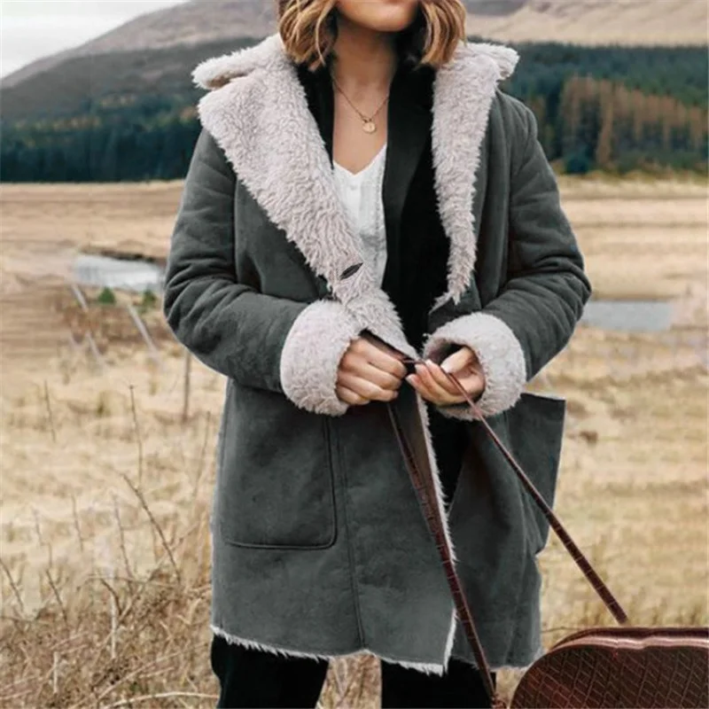 Donsignet Women Jackets Autumn Winter New Lapel Long Sleeve Plush Coat Female Abrigos Mujer Invierno 2021 Wadded Overcoat
Donsignet Women Jackets Autumn Winter New Lapel Long Sleeve Plush Coat Female Abrigos Mujer Invierno 2021 Wadded Overcoat
