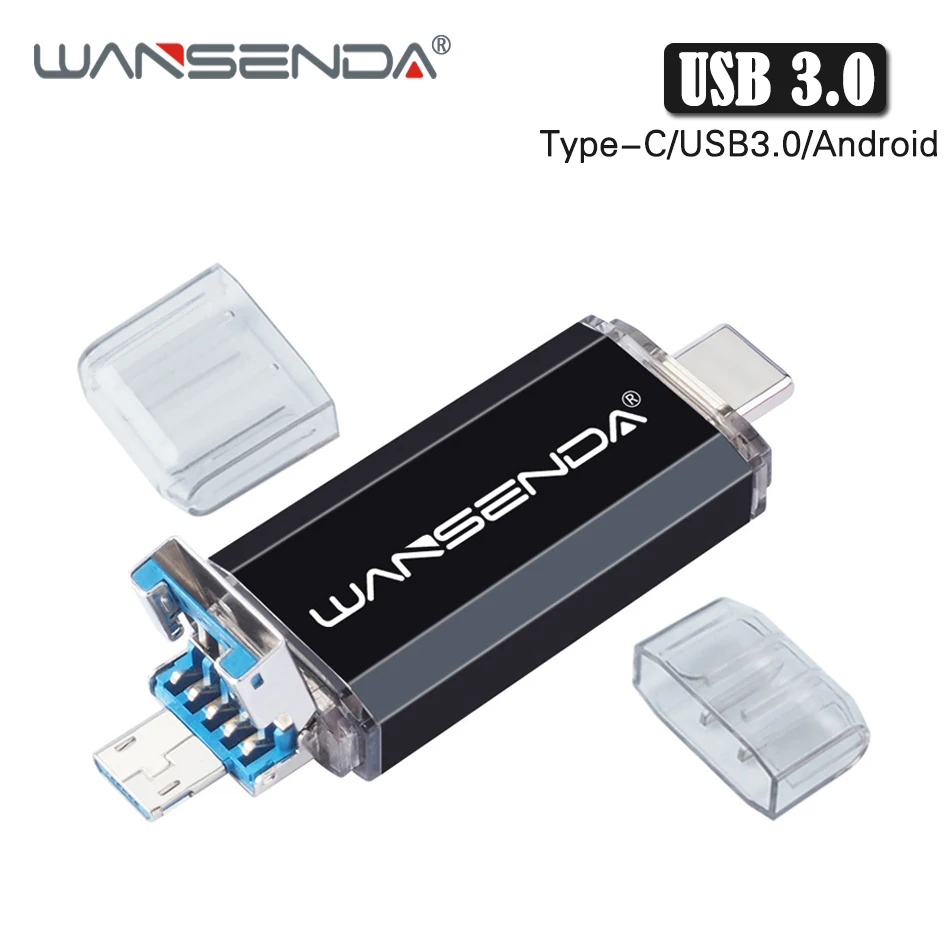 USB флеш накопитель WANSENDA 128 Гб OTG 3 в 1 USB3.0 & Type C Micro Флешка 32 64 256 ГБ 512 флешка|USB