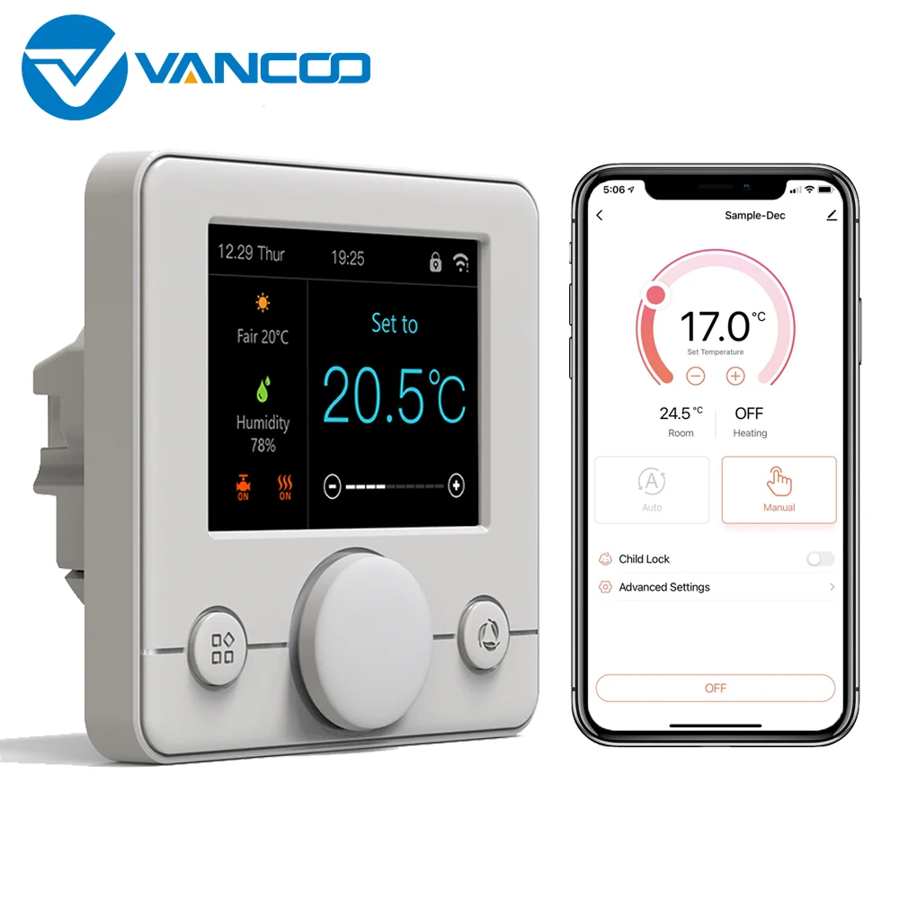 Vancoo Tuya Thermostat Floor/ Water/ Gas Boiler Heating Wifi Temperature Controller Compatible With Google Home Alexa
Vancoo Tuya Thermostat Floor/ Water/ Gas Boiler Heating Wifi Temperature Controller Compatible With Google Home Alexa