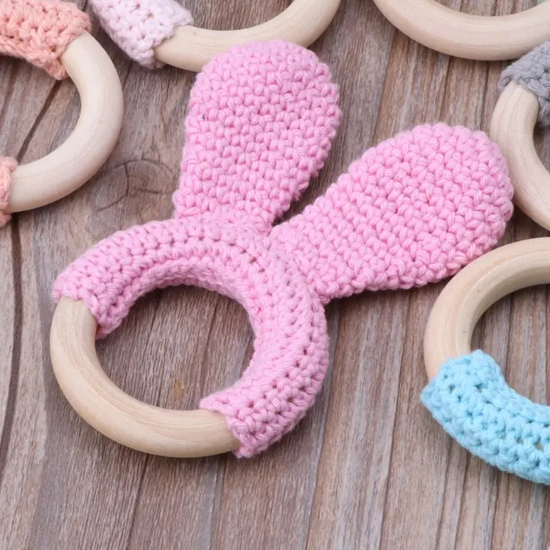 Baby Teether Bunny Ear Crochet Wooden Ring Safe Organic Wood Teething Rattle Toy K1MA
Baby Teether Bunny Ear Crochet Wooden Ring Safe Organic Wood Teething Rattle Toy K1MA