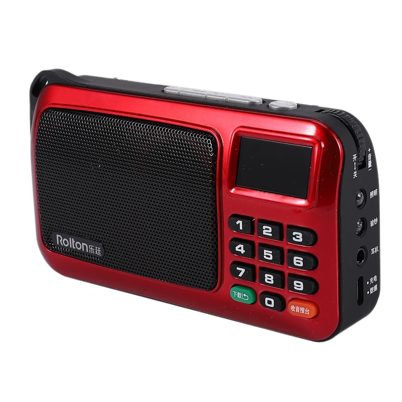 Портативный цифровой fm радиоприемник Rolton W505 USB TF MP3 плеер динамик со светодиодным