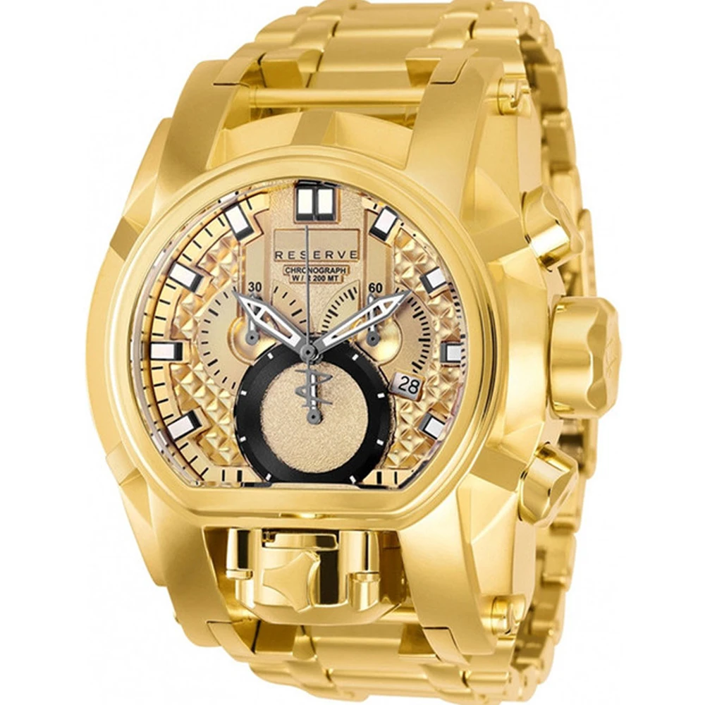 

18K Gold Invicto Invincible Reserve Bolt Zeus Mens Watches Stainless Steel Chronograph Watch Swiss Movement AAA Original Clocks