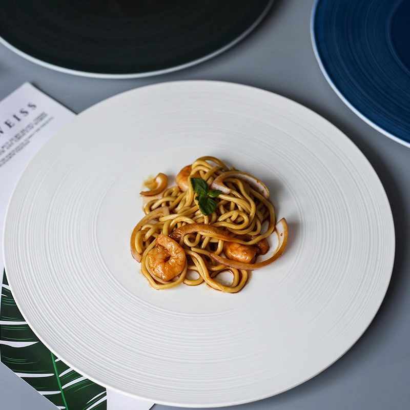 

Керамическая тарелка для стейка в скандинавском стиле, плоская тарелка, круглая тарелка для западного ресторана, набор тарелок, тарелка для...