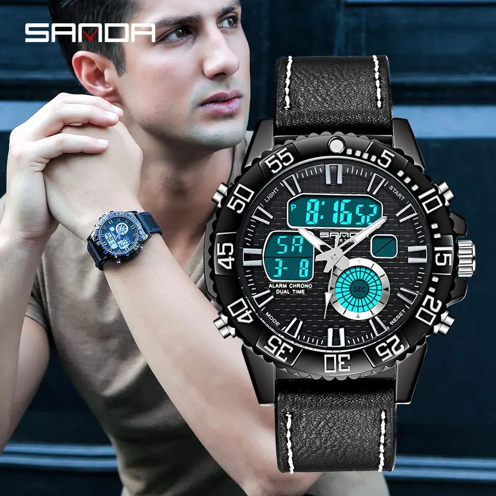 

SANDA Mens Sport Mannen Beroemde Merk Luxe Militaire Leger Horloge Digitale LED Elektronische Waterdichte Mannelijke Horloges