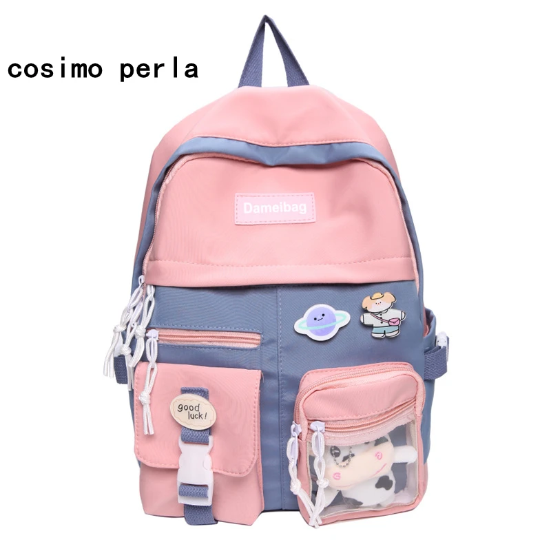 Nylon Waterproof High School Schoolbag for Girl Fashion Hit Color Big Backpack College Student Travel Doll Pendant Bagpack
Nylon Waterproof High School Schoolbag for Girl Fashion Hit Color Big Backpack College Student Travel Doll Pendant Bagpack