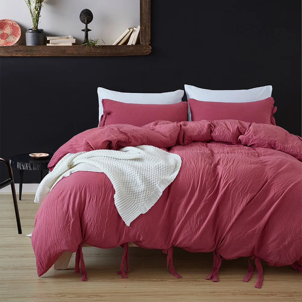 Washed Cotton Bedding Set High-End Soft Bedlinen Duvet Cover Pillowcase Adult Queen Size 3Pcs
Washed Cotton Bedding Set High-End Soft Bedlinen Duvet Cover Pillowcase Adult Queen Size 3Pcs