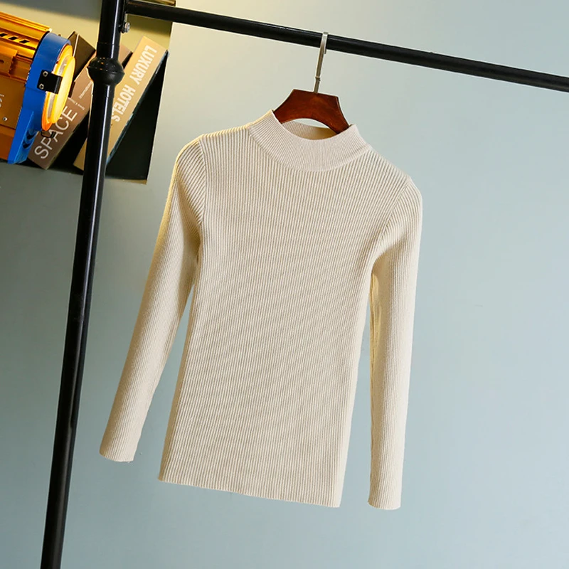 Пуловер женский осенне-зимний трикотажный эластичный с длинным рукавом | Женская
