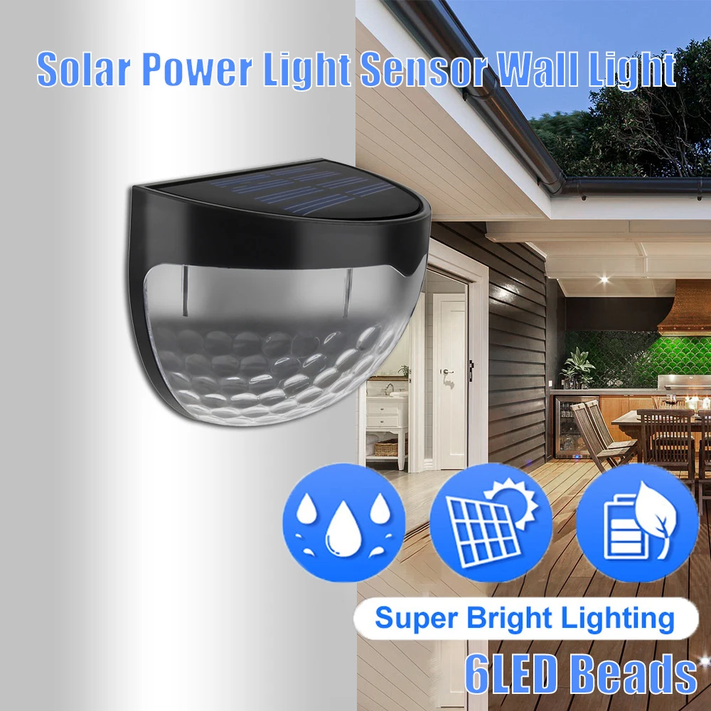 6LED Waterproof Solar Powered Wall-Mounted Light Auto On/Off Sensor Lamp for Outdoor Pathway Garden Patio Fence
6LED Waterproof Solar Powered Wall-Mounted Light Auto On/Off Sensor Lamp for Outdoor Pathway Garden Patio Fence