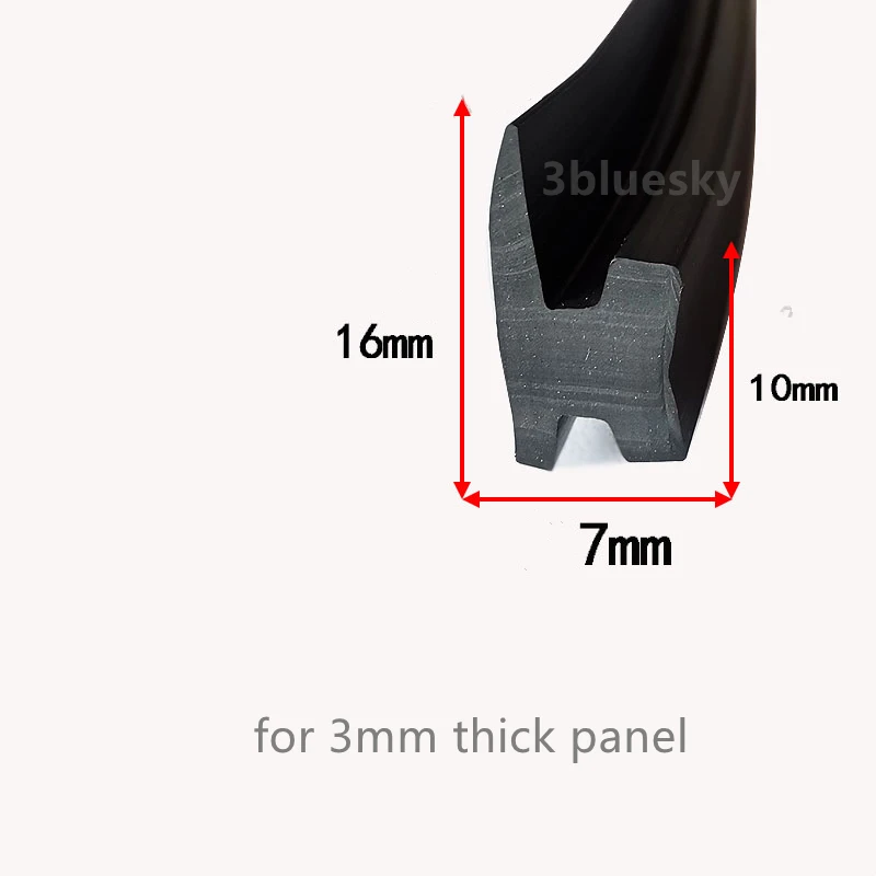 

Rubber H Shape Sealing Strip Edge Banding Encloser Shield for Frameless Glass Metal 3mm Thick Panel Board Black