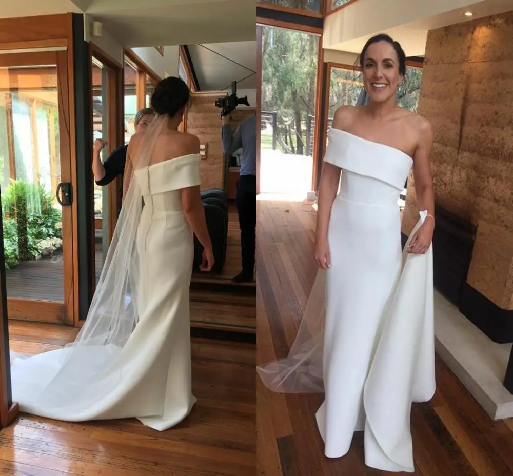 Simple Mermaid Satin Dresses for Wedding Party One Shoulder Garden Country Beach Bridal Gowns robes de marie Customized
Simple Mermaid Satin Dresses for Wedding Party One Shoulder Garden Country Beach Bridal Gowns robes de marie Customized