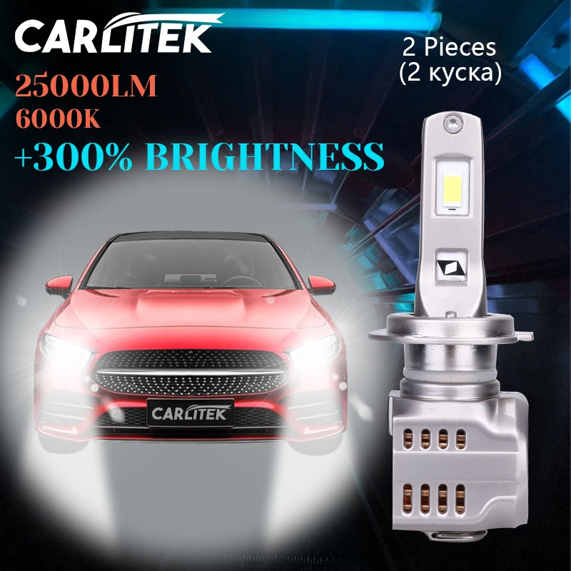 

Carlitek H11 LED Headlight Bulbs 2PCS 25000LM CSP Chips H7 H4 H8 H9 9005 HB3 9006 HB4 Canbus Error Free 6500K White Hi/Lo Beam