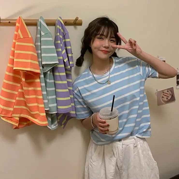 Vintage Y2k 90s Striped Short T-Shirt Women Summer Casual Street Short-Sleeved Mini T-Shirt Beach Women'S Jogger Cotton T-Shirt
Vintage Y2k 90s Striped Short T-Shirt Women Summer Casual Street Short-Sleeved Mini T-Shirt Beach Women'S Jogger Cotton T-Shirt