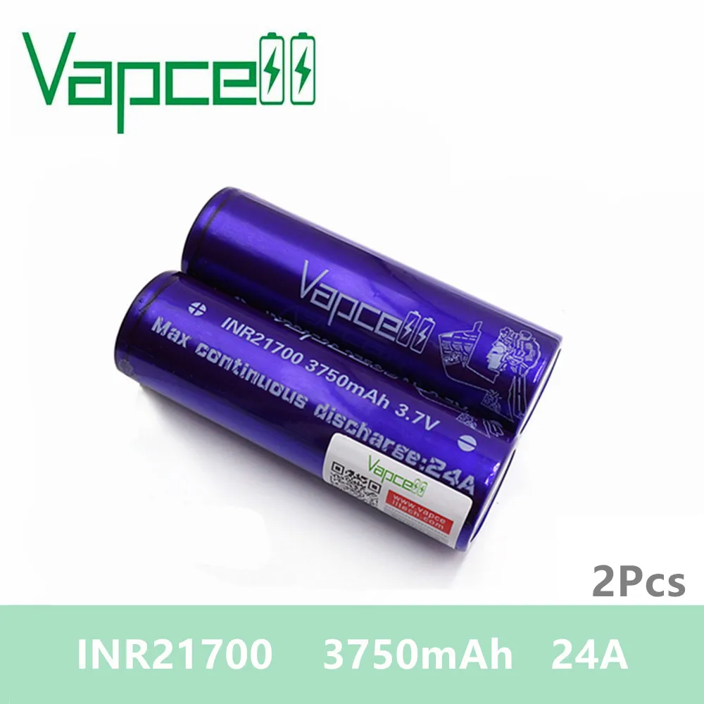 Бесплатная доставка 2 шт VAPCELL 3 7 V INR 21700 батарея 3750mAh 24A Электрический инструмент