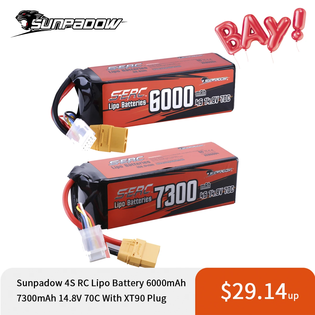 Мягкий аккумулятор Sunpadow 4S Lipo 14 8 в 6000 мАч Ач 70C с разъемом XT90 для радиоуправляемых