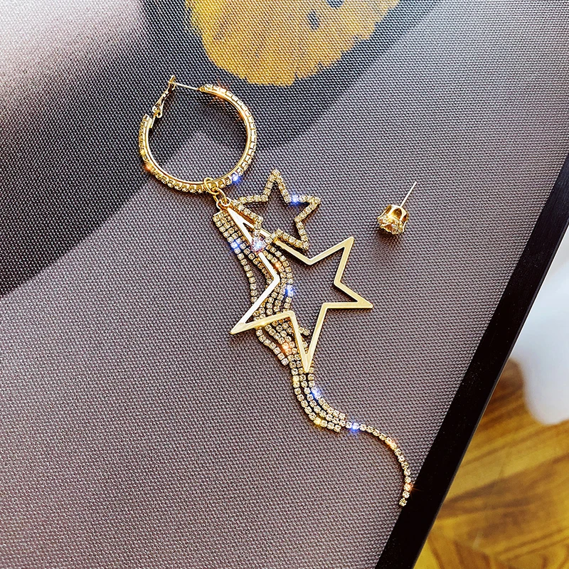 Asymmetrical Exaggerate Rhinestone Star Long Tassel Earrings For Women Elegant Temperament Drop Dangle Earrings Fashion Jewelry
Asymmetrical Exaggerate Rhinestone Star Long Tassel Earrings For Women Elegant Temperament Drop Dangle Earrings Fashion Jewelry