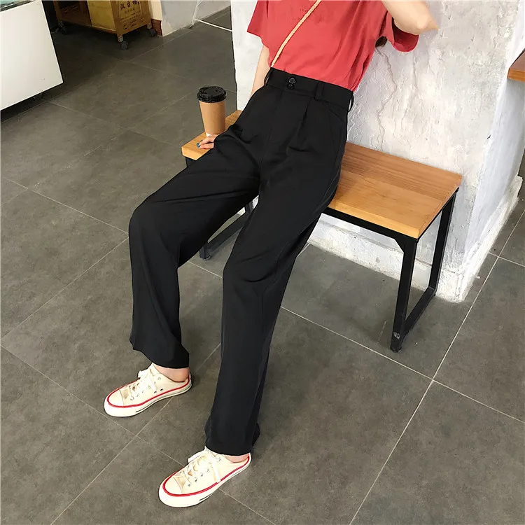 Women Wide Leg Pants 2022 Summer Thin Fabric High Waist Pockets Button Fly Long Trousers Casual Bottoms All Match 
Women Wide Leg Pants 2022 Summer Thin Fabric High Waist Pockets Button Fly Long Trousers Casual Bottoms All Match