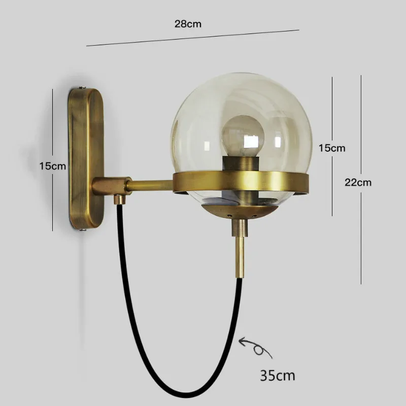 Modern Retro Wall Lamp Glass Ball Dining Bedroom Light E27 Restaurant Aisle Corridor Pub Cafe Home Decorate Light Fixtures Art
Modern Retro Wall Lamp Glass Ball Dining Bedroom Light E27 Restaurant Aisle Corridor Pub Cafe Home Decorate Light Fixtures Art