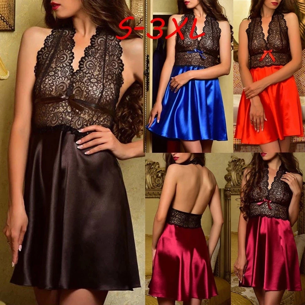 Sexy Silk Satin Night Dress Ladies Sleeveless Nighties V-Neck Nightgown Plus Size Nightdress Lace Sleepwear Nightwear Women
Sexy Silk Satin Night Dress Ladies Sleeveless Nighties V-Neck Nightgown Plus Size Nightdress Lace Sleepwear Nightwear Women