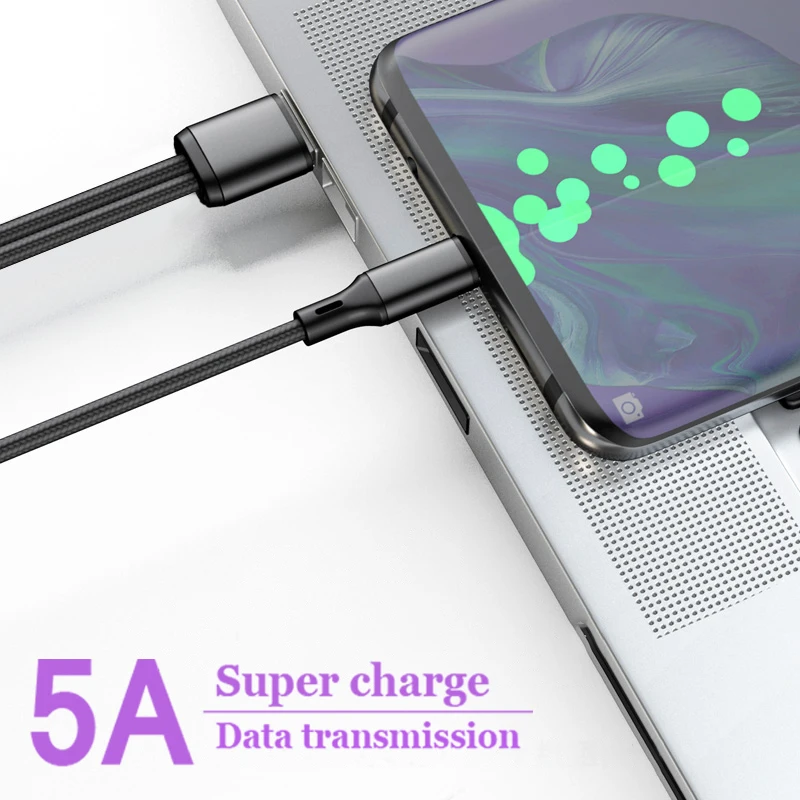 Кабель USB Type-C для быстрой зарядки 5 А 2 в 1 | Мобильные телефоны и аксессуары