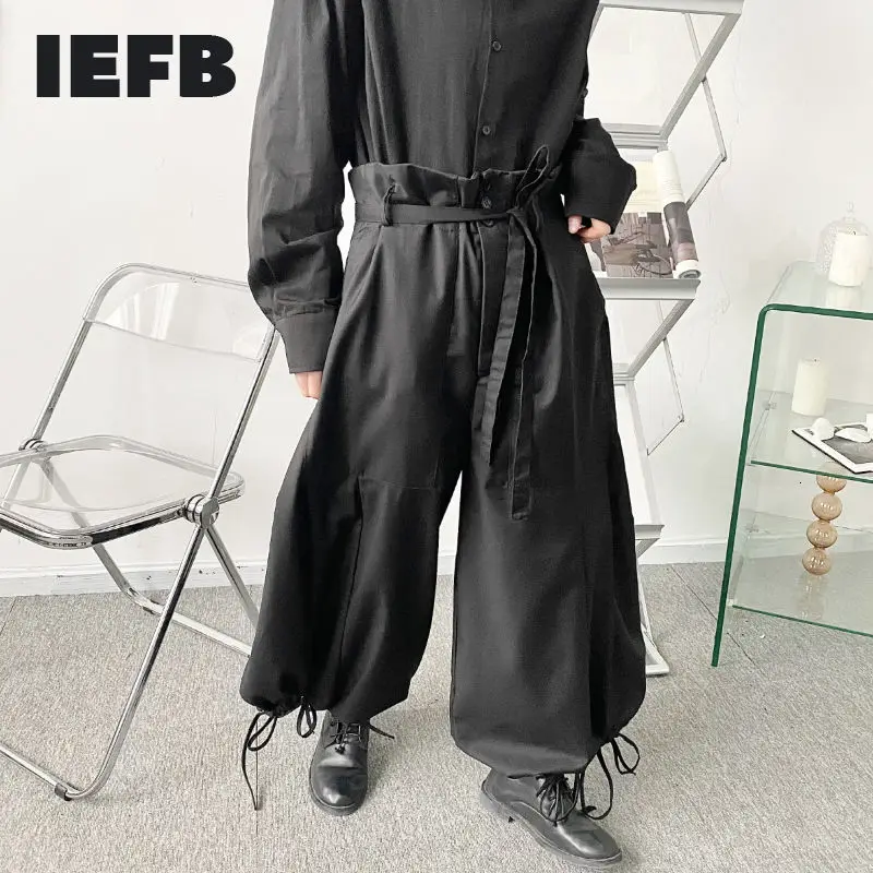 IEFB 2021 New Design High Waist Bandage Men's Casual Pants Loose Drawstring Bottom Wide Leg Trousers For Male Japan Streetwear
IEFB 2021 New Design High Waist Bandage Men's Casual Pants Loose Drawstring Bottom Wide Leg Trousers For Male Japan Streetwear