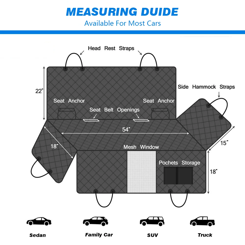 Waterproof Folding Dog Car Seat Cover Antiskid Durable Scratch Proof Hammock Pet Station Wagon Back Seat Protection Black 
Waterproof Folding Dog Car Seat Cover Antiskid Durable Scratch Proof Hammock Pet Station Wagon Back Seat Protection Black