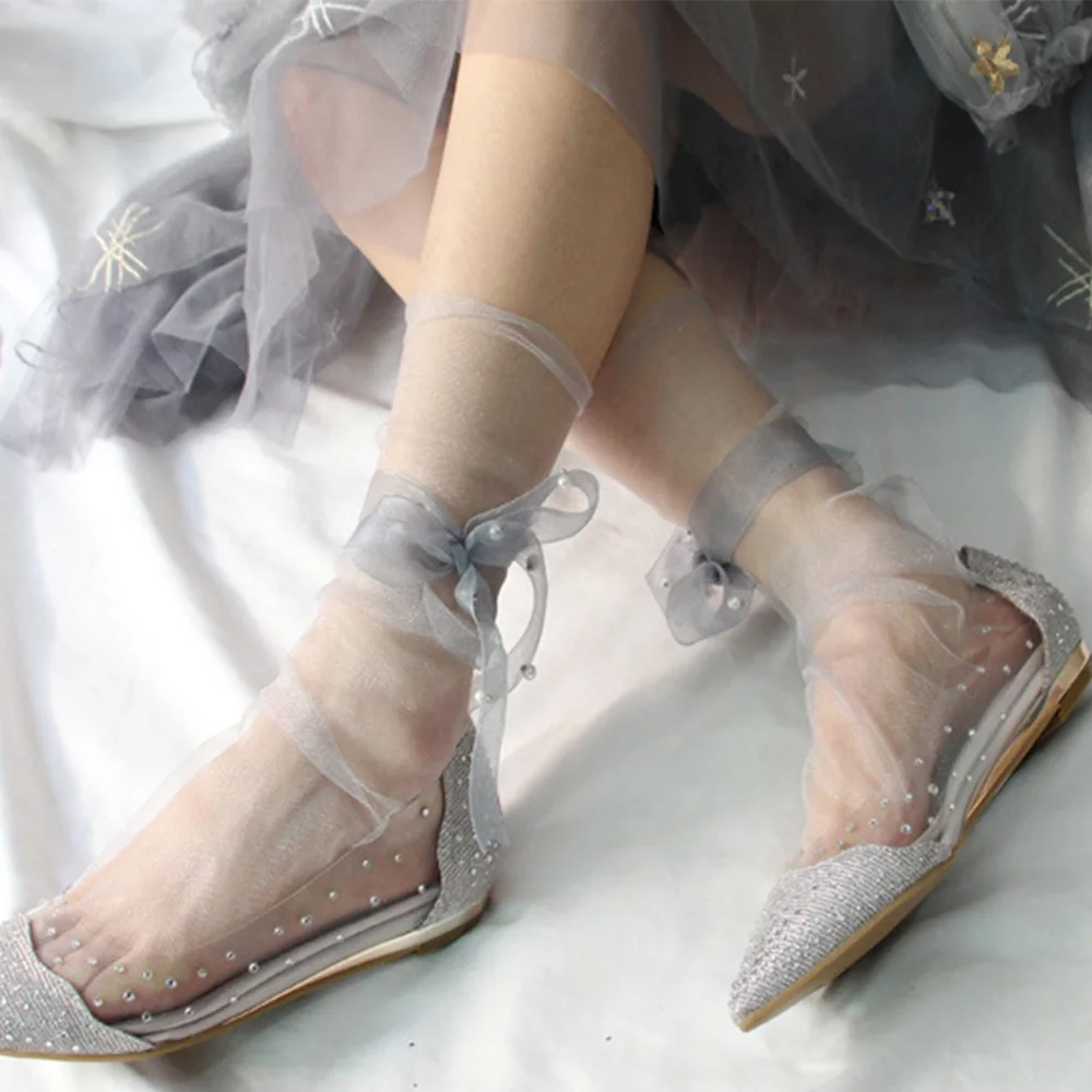 1 Pair Summer Ultra-Thin Tulle Socks Women Transparent Pearls Long Socks Female Chiffon Lace Up Socks Streetwear
1 Pair Summer Ultra-Thin Tulle Socks Women Transparent Pearls Long Socks Female Chiffon Lace Up Socks Streetwear