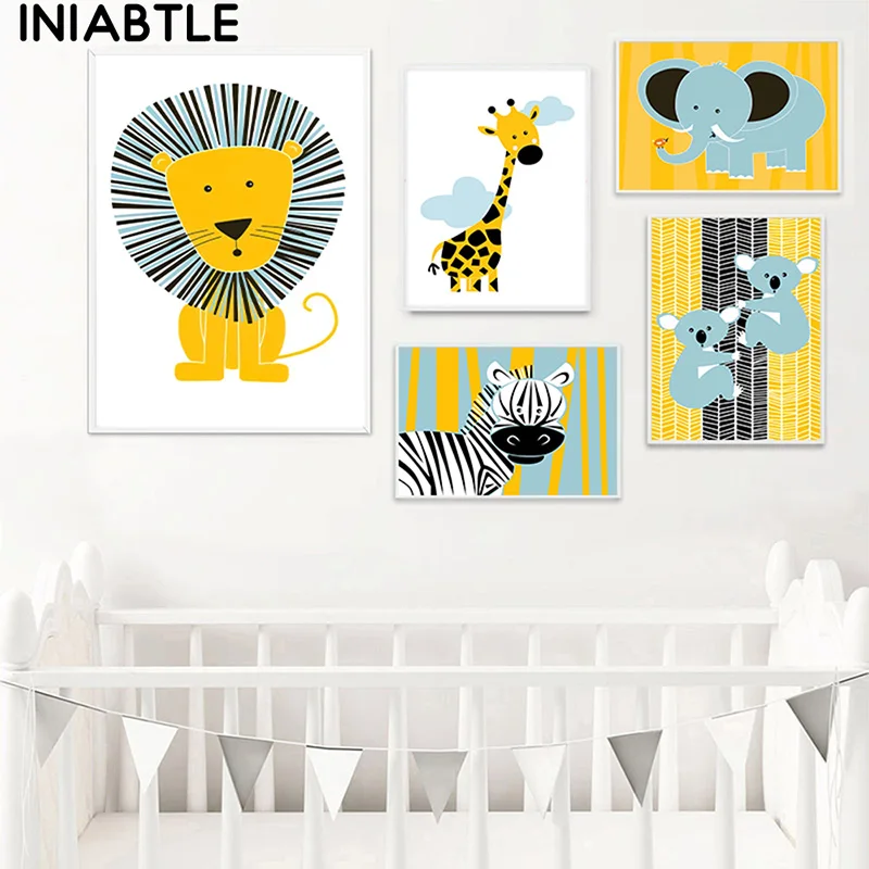 Yellow Lion Elephant Giraffe Zebra Poster Nursery Wall Art Child Picture Animal Print Canvas Painting Nordic Kid Baby Room Decor
Yellow Lion Elephant Giraffe Zebra Poster Nursery Wall Art Child Picture Animal Print Canvas Painting Nordic Kid Baby Room Decor