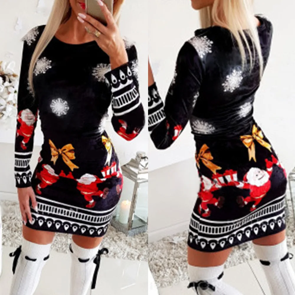 Elegant Women Dress Womens Autumn And Winter New Long-sleeve Christmas Sexy Dress Party Dresses Vestido De Mujer
Elegant Women Dress Womens Autumn And Winter New Long-sleeve Christmas Sexy Dress Party Dresses Vestido De Mujer