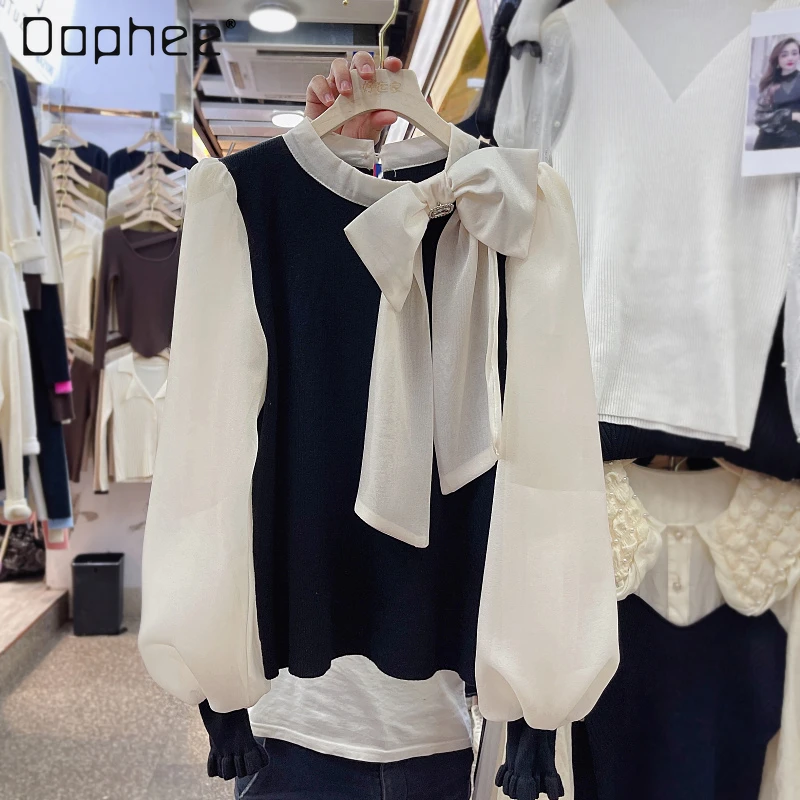 Корейский модный топ в стиле пэчворк с пышными рукавами для женщин 2021 осенняя одежда Новинка милый вязаный пуловер во французском стиле с б...
Корейский модный топ в стиле пэчворк с пышными рукавами для женщин 2021 осенняя одежда Новинка милый вязаный пуловер во французском стиле с б...