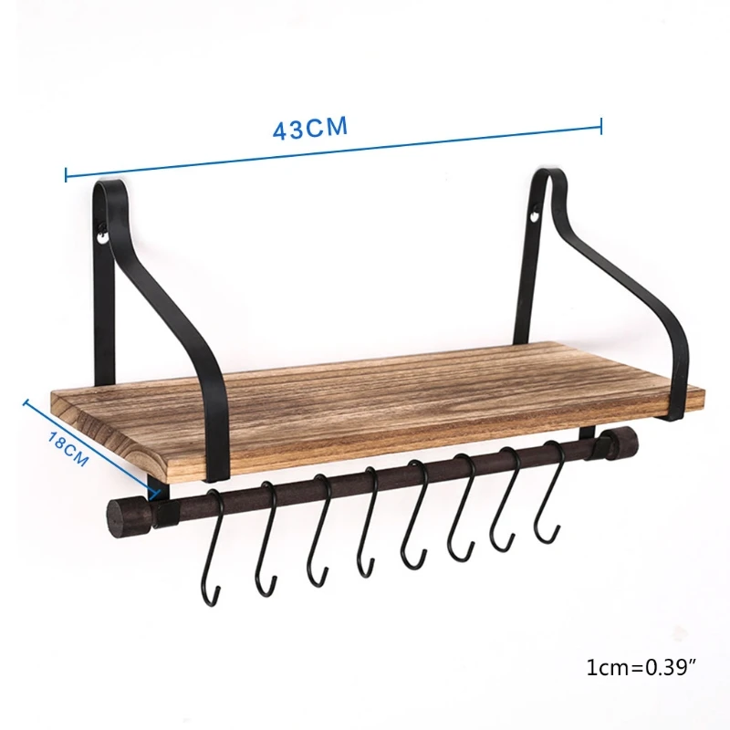 13MA Wall-Mounted Rustic Wooden Storage Shelf Bathroom And Kitchen Decorative Rack With 8 Removable Hooks And Towel Rail
13MA Wall-Mounted Rustic Wooden Storage Shelf Bathroom And Kitchen Decorative Rack With 8 Removable Hooks And Towel Rail