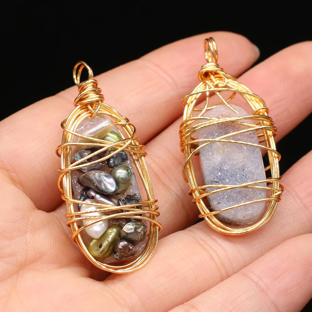 Natural Fresh Water Irregular Shape Pearl Oval Copper Wire Wrapped Charm Pendant Jewelry Making DIY Necklace Accessories Gift
Natural Fresh Water Irregular Shape Pearl Oval Copper Wire Wrapped Charm Pendant Jewelry Making DIY Necklace Accessories Gift