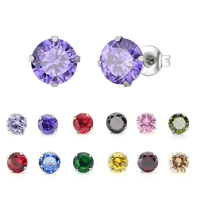AAA Color Zircon Earrings European And American New Titanium Steel Diamond Earrings Stainless Steel Four-claw Round
AAA Color Zircon Earrings European And American New Titanium Steel Diamond Earrings Stainless Steel Four-claw Round