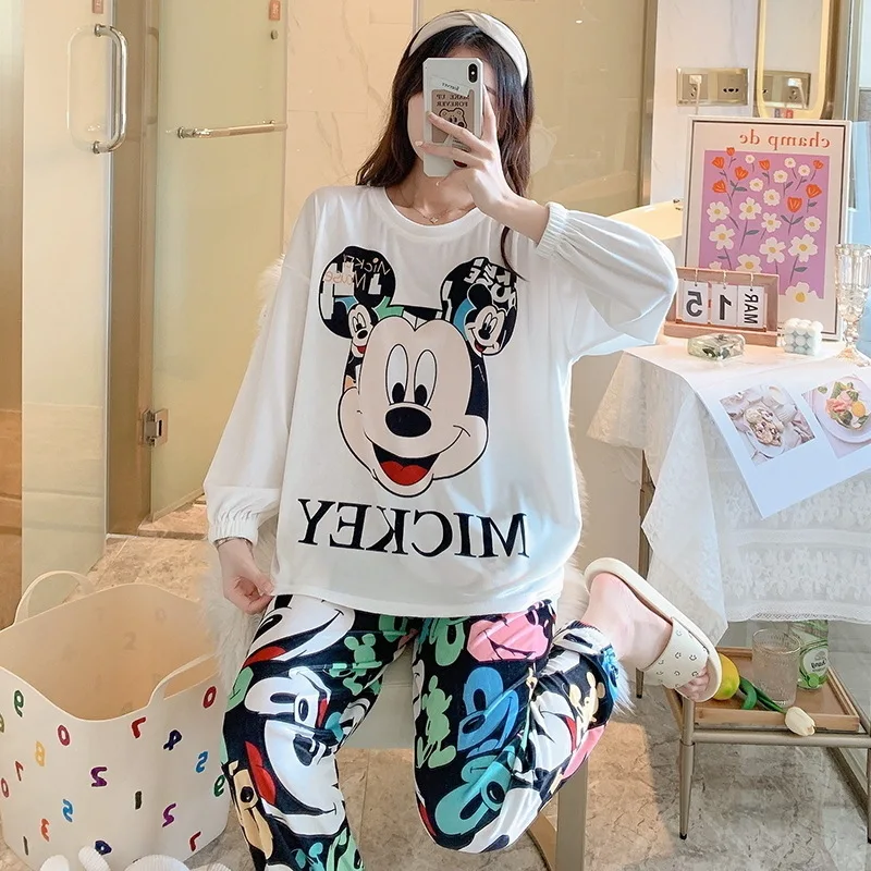 Disney Women's Pajamas Set Cartoon Character Pattern Printing Sleepwear Suit Autumn Lady Long-sleeve Trousers Tracksuit Outfit
Disney Women's Pajamas Set Cartoon Character Pattern Printing Sleepwear Suit Autumn Lady Long-sleeve Trousers Tracksuit Outfit