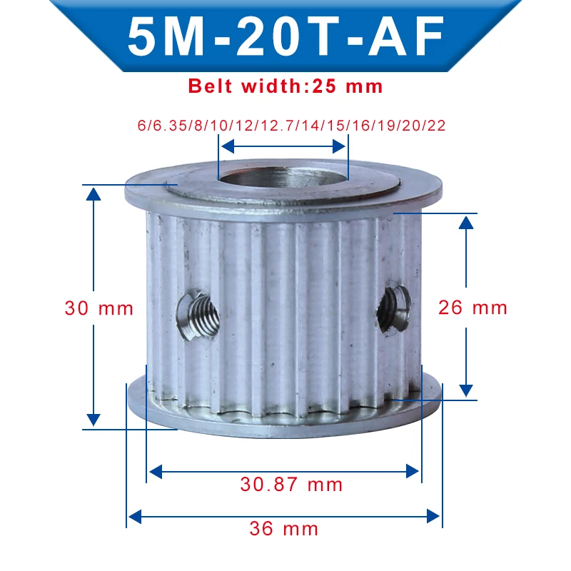 pulley wheel 5M-20T Bore Size 6/6.35/8/10/12/12.7/14/15/16/19/20/22 mm pulley Slot Width 26 mm For Width 25 mm 5M-timing belt
pulley wheel 5M-20T Bore Size 6/6.35/8/10/12/12.7/14/15/16/19/20/22 mm pulley Slot Width 26 mm For Width 25 mm 5M-timing belt