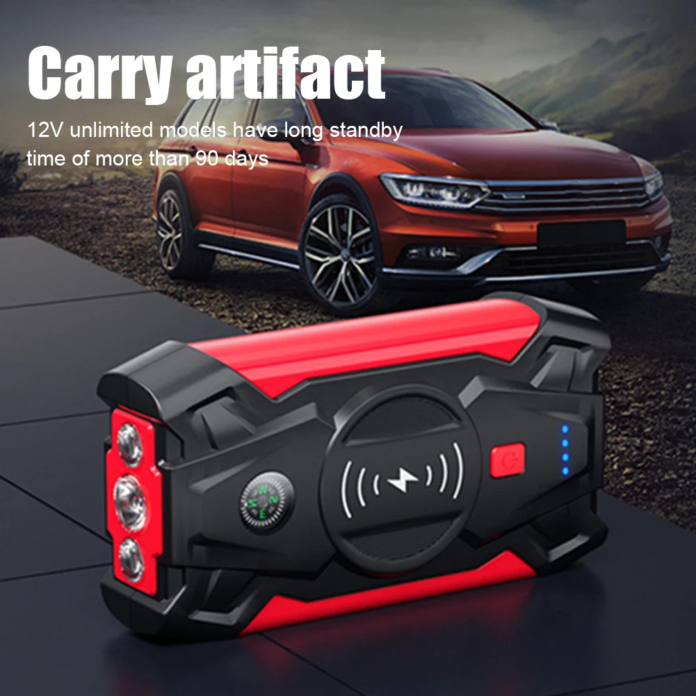 28000mAh Car Battery Jump Starter Portable Emergency 12V Auto Battery Booster 5V/1A USB Output Wireless Charging LED Flashlight
28000mAh Car Battery Jump Starter Portable Emergency 12V Auto Battery Booster 5V/1A USB Output Wireless Charging LED Flashlight