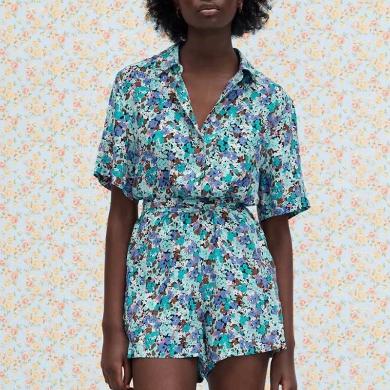 ZA Summer Short Jumpsuit With Blet Women 2021 Floral Printed Pants Casual Streetwear Turn Down Collar Ladies' Soft Clothing
ZA Summer Short Jumpsuit With Blet Women 2021 Floral Printed Pants Casual Streetwear Turn Down Collar Ladies' Soft Clothing