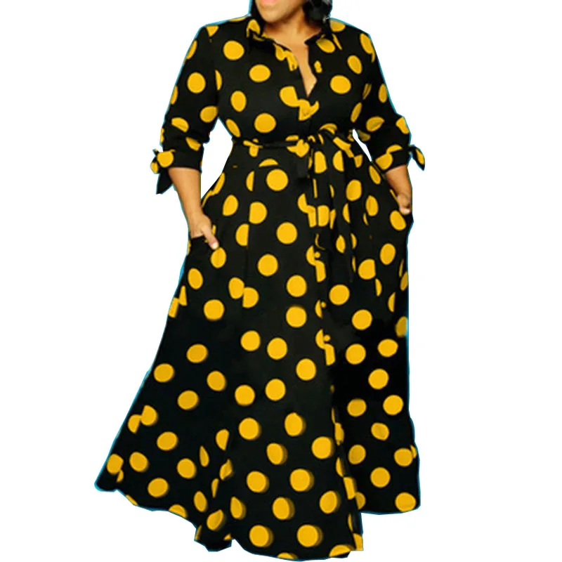 Vintage Dot Print Shirt Dress Autumn Long Sleeves Pocket Elegant Office Robes Vestidos Fashion Plus Size African New Dress Lady
Vintage Dot Print Shirt Dress Autumn Long Sleeves Pocket Elegant Office Robes Vestidos Fashion Plus Size African New Dress Lady