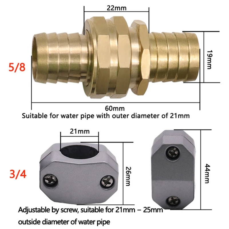 3/4" 5/8" Garden Water Pipe Joint Male Female Connector Fasteners Hose Repair Tool Kit for Car Washing Watering Flower 
3/4" 5/8" Garden Water Pipe Joint Male Female Connector Fasteners Hose Repair Tool Kit for Car Washing Watering Flower