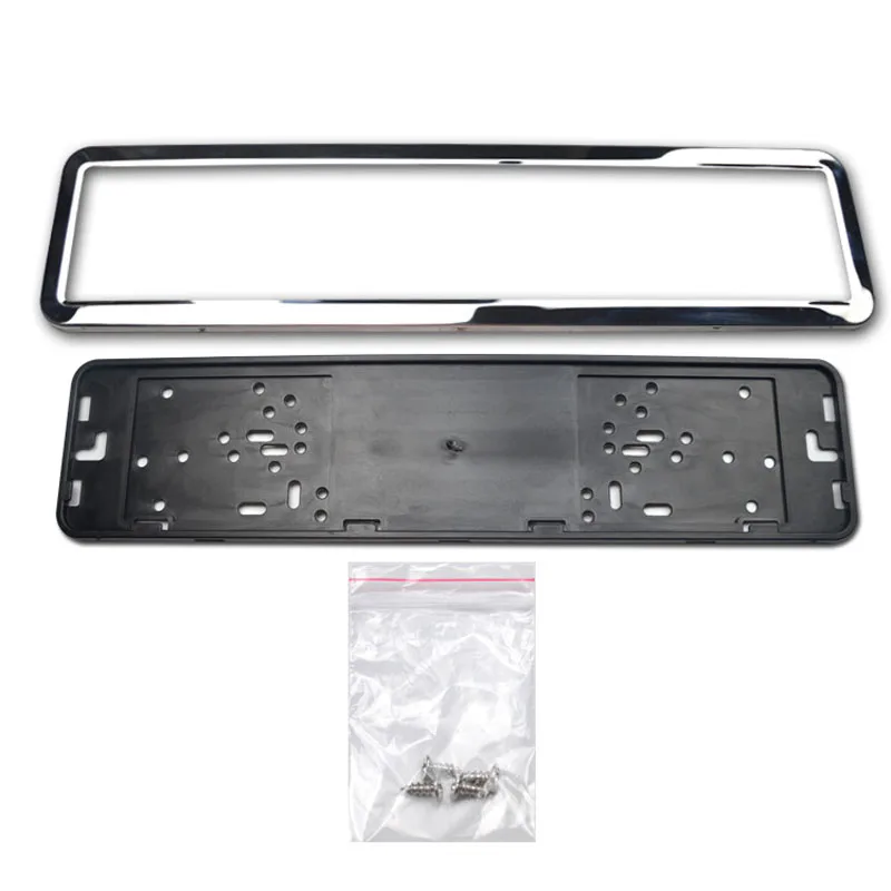 

European German Russian 53x13 Cm Stainless Steel Car License Plate Frame Holder with Four Screws Vehicle Sliver/Black