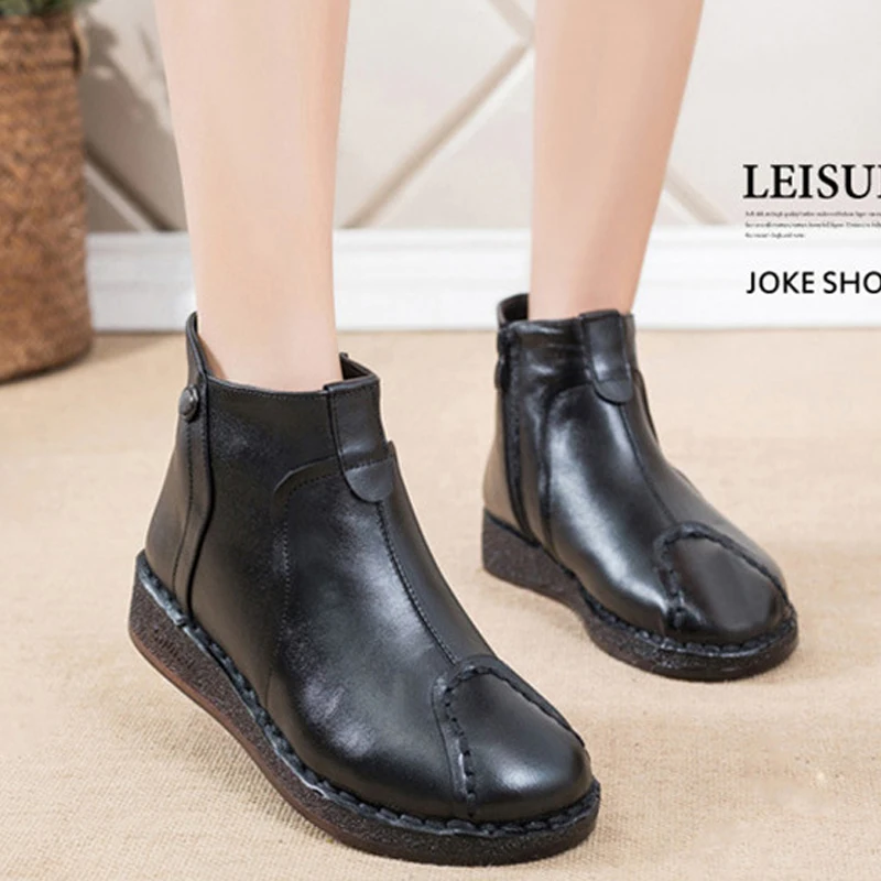 TIMETANG Autumn Genuine Leather Woman Winter Boots Shoes Women Handmade Plush Slip On Ankle Boots For Women Low Heel Zip
TIMETANG Autumn Genuine Leather Woman Winter Boots Shoes Women Handmade Plush Slip On Ankle Boots For Women Low Heel Zip