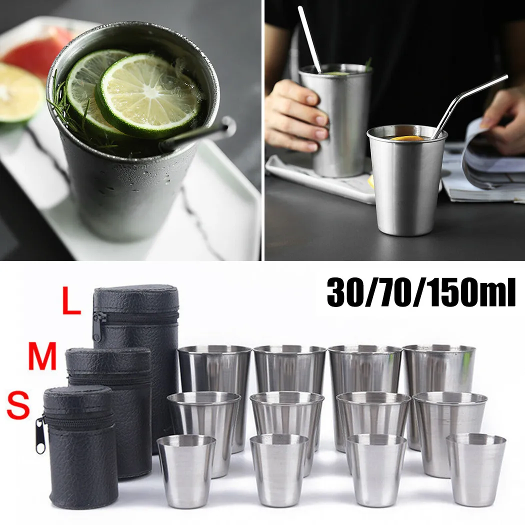 4pcs Stainless Steel Cover Mug Outdoor Camping Tableware Travel Cups Wine Beer Cup Whiskey Mugs Coffee Tea Beer Cup With Case
4pcs Stainless Steel Cover Mug Outdoor Camping Tableware Travel Cups Wine Beer Cup Whiskey Mugs Coffee Tea Beer Cup With Case