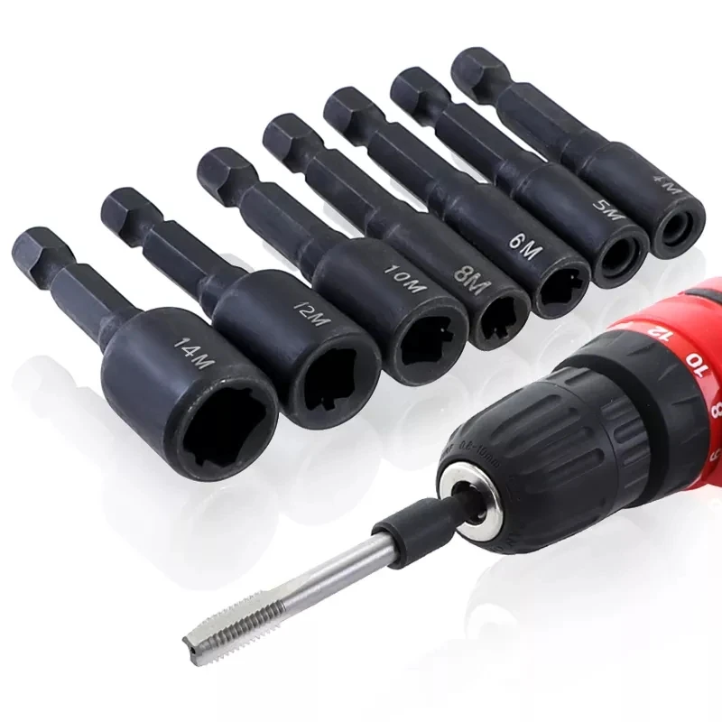7Pcs M4-M14 Screw Tap Socket Adapter 1/4 Inch Hex Shank Machine Tap Square Driver Thread Tap Adapter for Drillpro Electric Drill
7Pcs M4-M14 Screw Tap Socket Adapter 1/4 Inch Hex Shank Machine Tap Square Driver Thread Tap Adapter for Drillpro Electric Drill