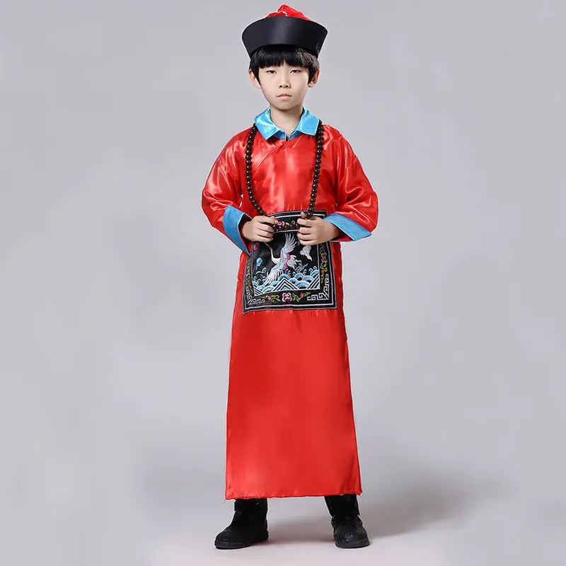 

Halloween Kids Children Boys Scary Chinese Traditional Zombie Costumes Qing Dynasty Ancient Official Minister Vampire Tang Suit